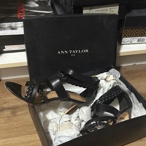 Ann Taylor Black Strappy Heels